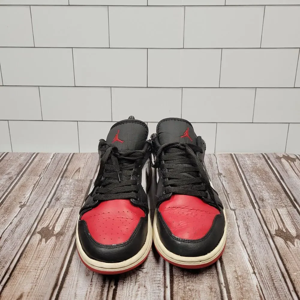 Air Jordan 1 Low Black Toe Gym Red White Men's Size 8.5 553558-161 Shoes